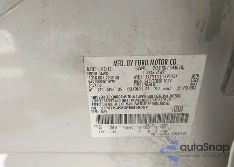 2015 Ford Edge Titanium z USA, uszkodzony, nr VIN 2FMTK3K80FBB39057